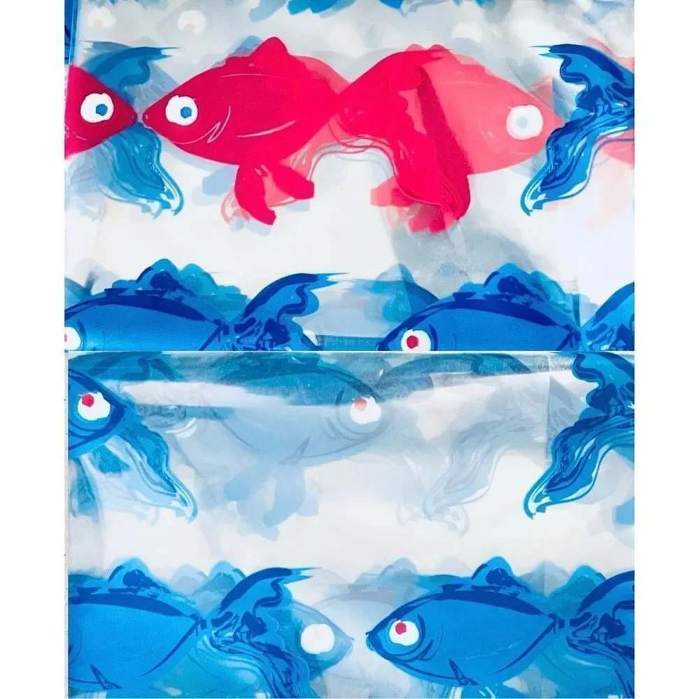 NWT Splash HOME Gorgeous Peva TRYST Clear Blue & Pink Fishes Shower Curtain